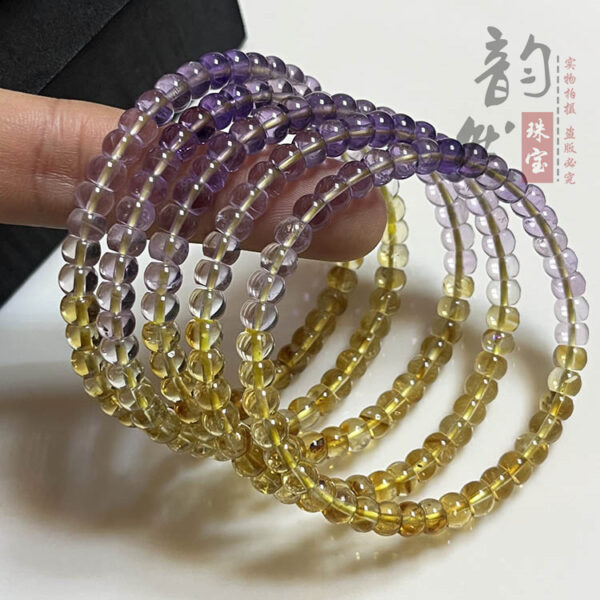 Amethyst & Citrine Gradient Bead Bracelet - Chakra Balancing Stone Jewelry​ - Image 4