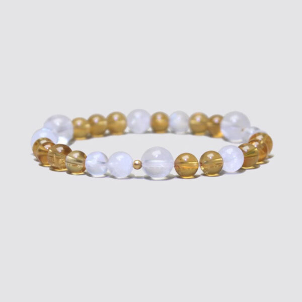 Five Elements Harmony Bracelet - White Phantom Quartz & Moonstone Crystal Jewelry for Balance & Spiritual Growth - Image 4