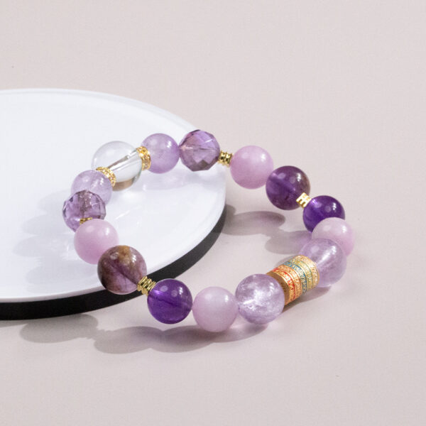 Five Elements Harmony Bracelet - Amethyst, Lepidolite & White Quartz Energy Jewelry - Image 3