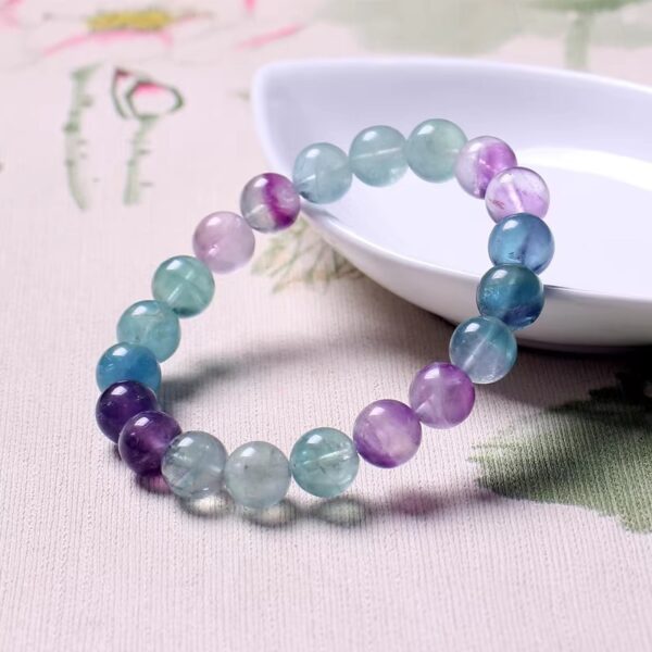 Rainbow Fluorite Crystal Bracelet – Multicolor Unisex Gemstone Jewelry - Image 3