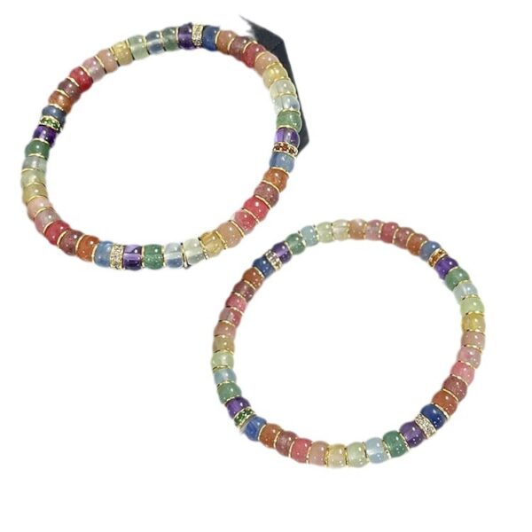 ​Rainbow Strawberry Quartz Bracelet - Aquamarine & Amethyst Energy Beads​