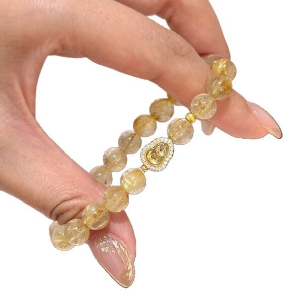 925 Sterling Silver Golden Rutilated Quartz & Tourmaline Bracelet - Image 6