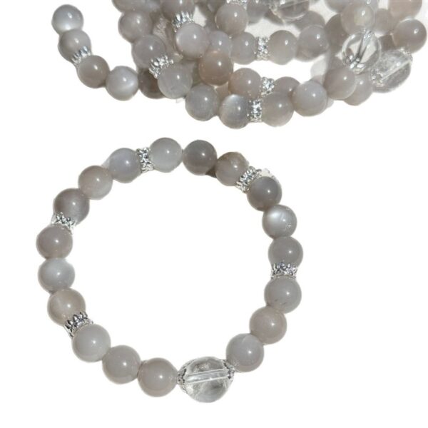 Moonstone & White Crystal Bracelet - Ethereal Summer Jewelry