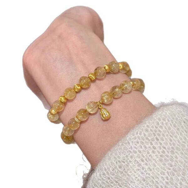 Golden Rutilated Quartz Bracelet - Cat Eye Crystal Wealth Jewelry​ - Image 5