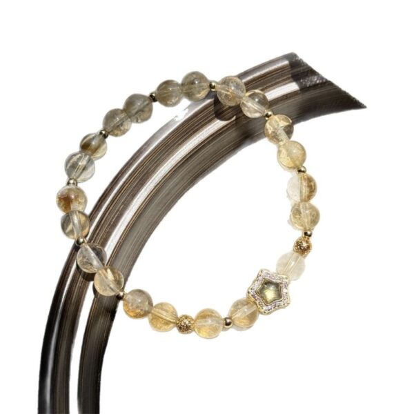 Natural Citrine & Tourmaline Bracelet - 925 Silver Star Charm Jewelry