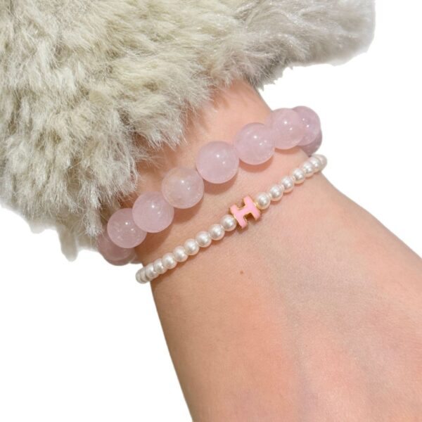 Natural Rose Quartz Bracelet - Love-Attracting Crystal Jewelry with Double-Row Diamonds - Image 5