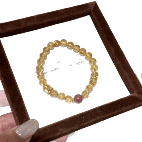 Golden Rutilated Quartz Bracelet - Wealth-Attracting Crystal Jewelry with Red Agate