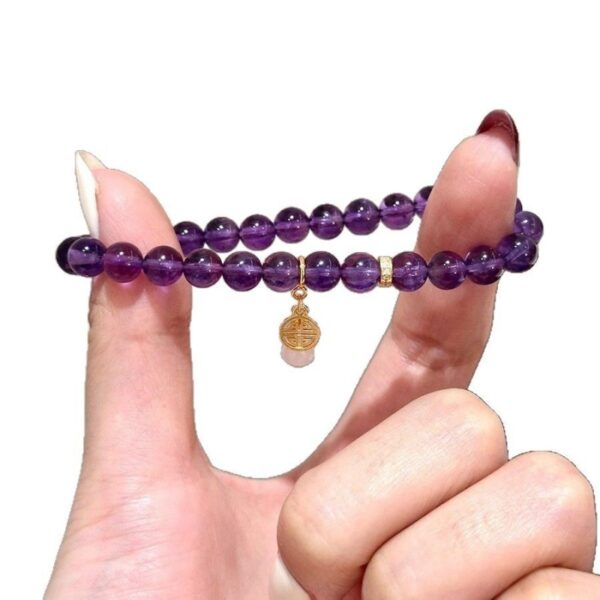 925 Silver Amethyst & Jadeite Bracelet - Mystical Gourd Nine-Bead Jewelry