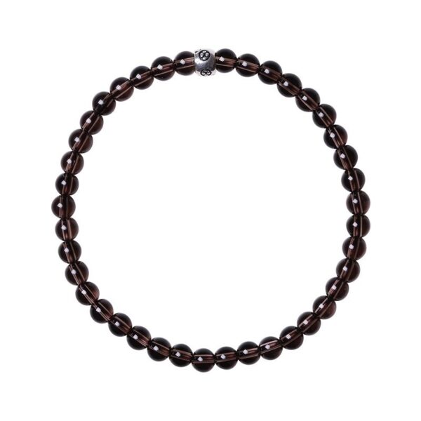925 Silver Smoky Quartz Bracelet - Vintage Tibetan-Style Minimalist Jewelry