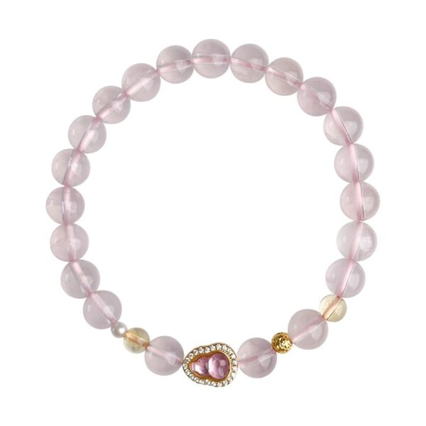 Natural Pink Quartz Bracelet - S925 Silver Beaded Peach Blossom Luck Jewelry