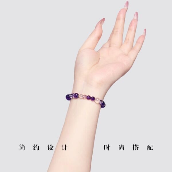 Uruguay Amethyst & Rose Quartz Bracelet - Natural Crystal Energy Jewelry for Love & Spiritual Growth - Image 4