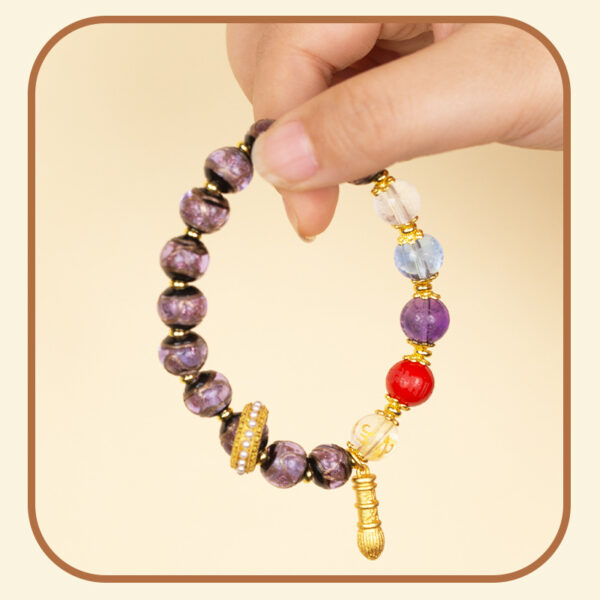 Scholar's Success Bracelet - Wenchang Writing Charm & Five-Colored Glass Crystal Jewelry for Exams & Career Advancement - Image 2