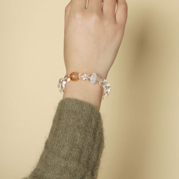 10mm White Quartz 'Burst Gold Spring' Bracelet - Image 2