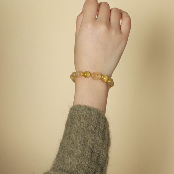 Golden Mountain Guardian Crystal Bracelet - Natural Stone Energy Jewelry - Image 2