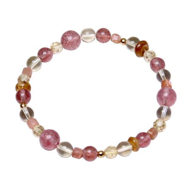 Five Elements Balance Bracelet - Strawberry Quartz, Citrine & Tourmaline Energy Jewelry