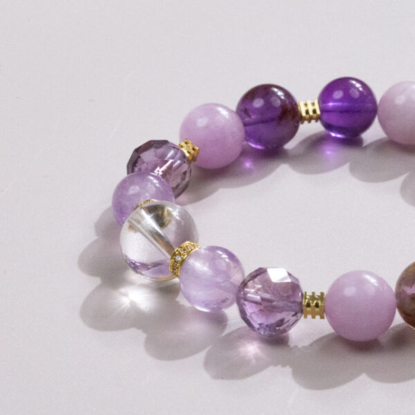 Five Elements Harmony Bracelet - Amethyst, Lepidolite & White Quartz Energy Jewelry - Image 4