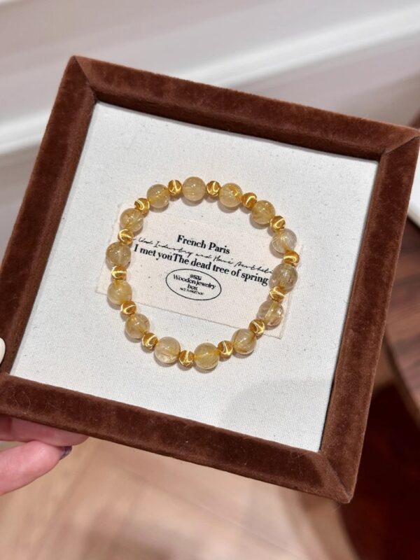 Golden Rutilated Quartz Bracelet - Cat Eye Crystal Wealth Jewelry​ - Image 6