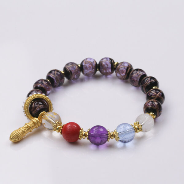 Scholar's Success Bracelet - Wenchang Writing Charm & Five-Colored Glass Crystal Jewelry for Exams & Career Advancement