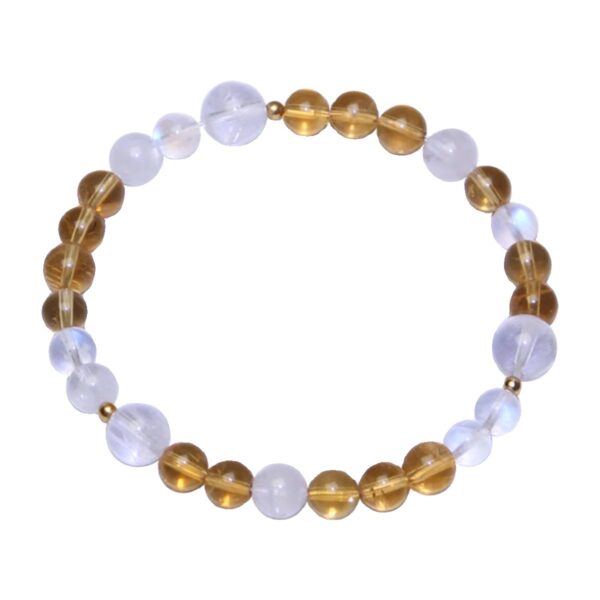 Five Elements Harmony Bracelet - White Phantom Quartz & Moonstone Crystal Jewelry for Balance & Spiritual Growth