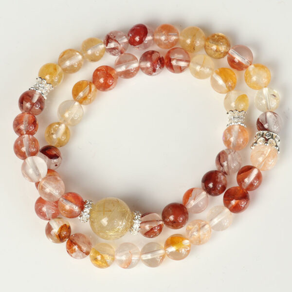 Double Strand Golden Rutilated Quartz Bracelet - Chinese Style Crystal Jewelry for Wealth & Good Fortune
