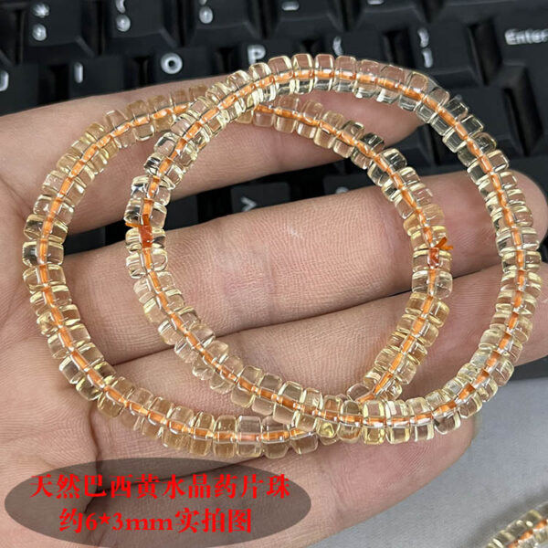 Natural Brazilian Citrine Chip Bracelet - Precision Cut Beads for DIY Jewelry​ - Image 2