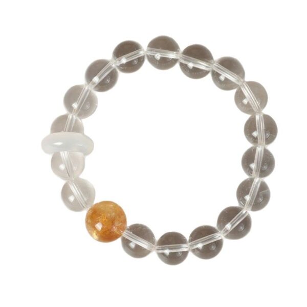 10mm White Quartz 'Burst Gold Spring' Bracelet