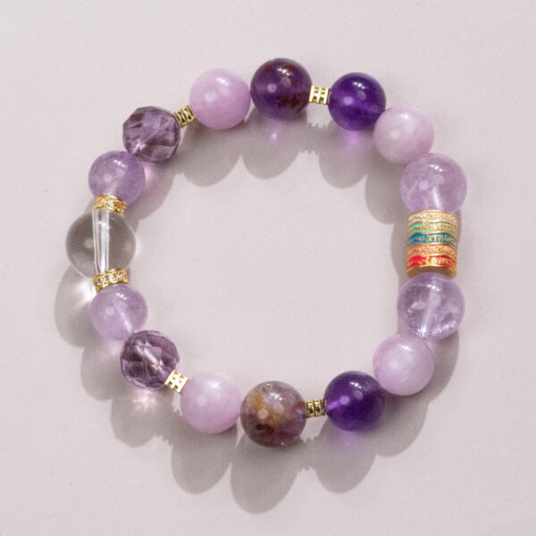 Five Elements Harmony Bracelet - Amethyst, Lepidolite & White Quartz Energy Jewelry