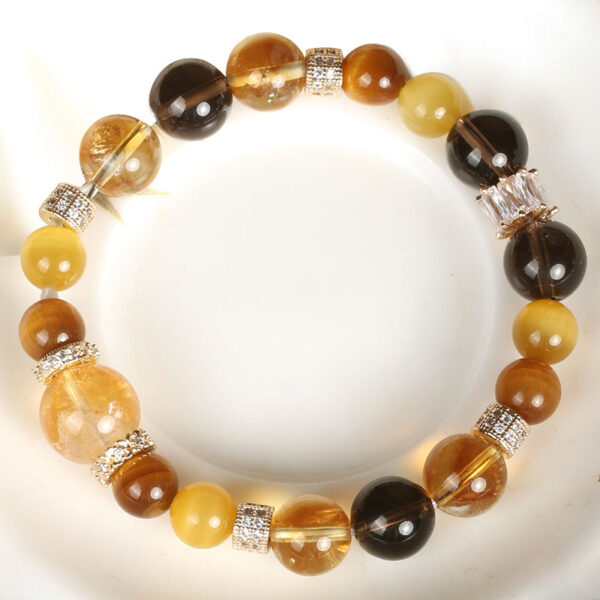 Custom Tiger's Eye & Citrine Energy Bracelet - Yellow Aura Quartz & Smoky Quartz Unisex Jewelry