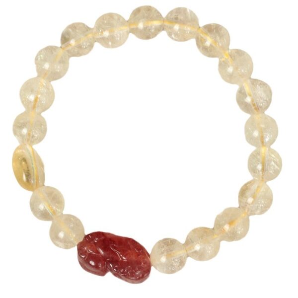 Custom Wealth Bracelet - Citrine & Strawberry Quartz with Pi Yao Charm for Abundance