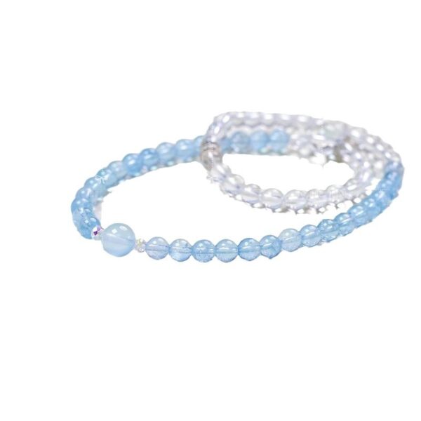 Double Strand White Quartz Bracelet - Natural Crystal & Aquamarine Energy Jewelry for Women & Men