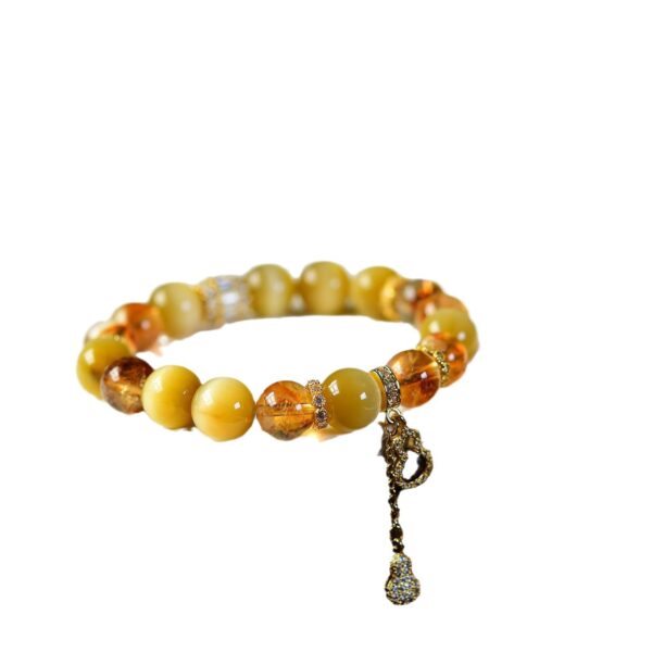 Natural Citrine and Tiger Eye Bracelet - Wealth and Protection Crystal Jewelry