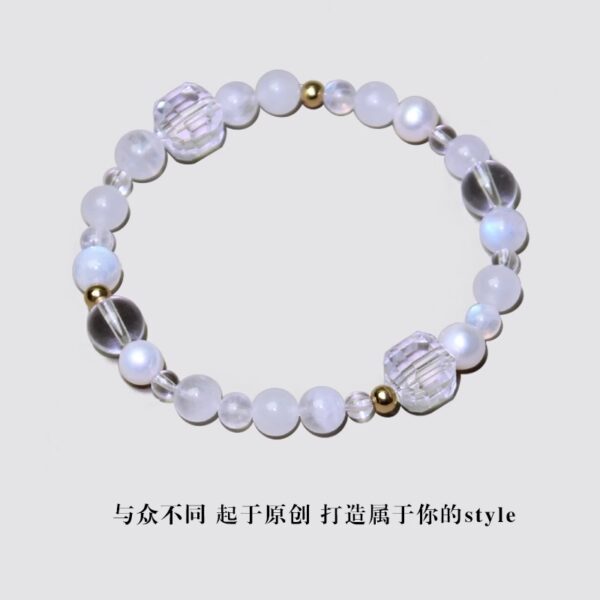 Five Elements Harmony Bracelet - Natural White Jade & Phantom Quartz Couple's Gift Se - Image 4