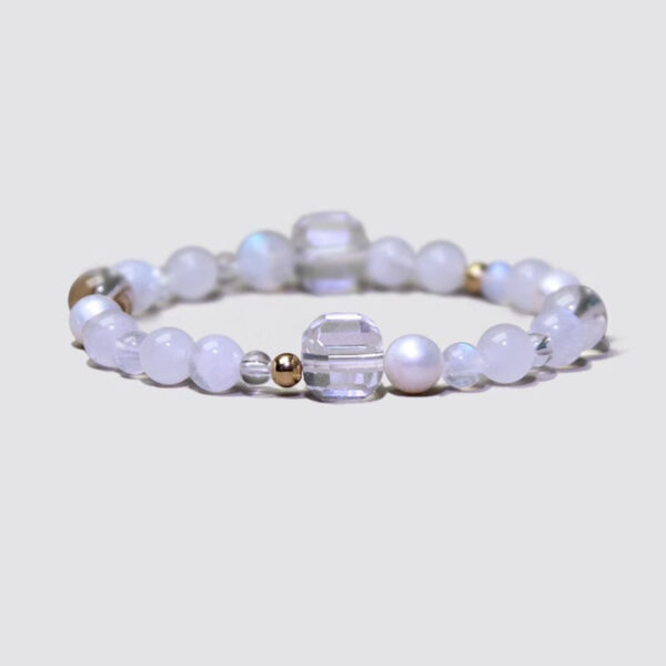 Five Elements Harmony Bracelet - Natural White Jade & Phantom Quartz Couple's Gift Se - Image 3