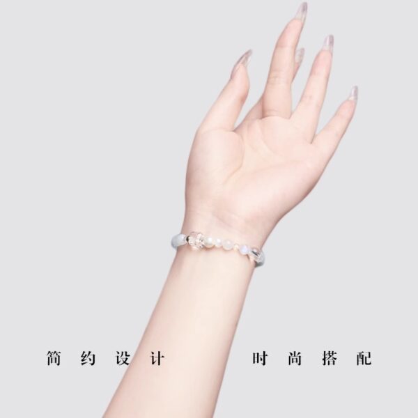 Five Elements Harmony Bracelet - Natural White Jade & Phantom Quartz Couple's Gift Se - Image 2