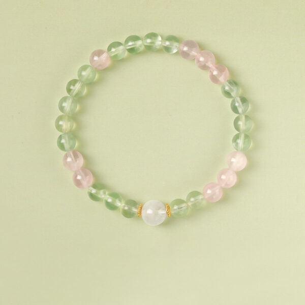 Five Elements Wood Energy Bracelet - Rose Quartz & Green Aventurine Crystal Jewelry - Image 2