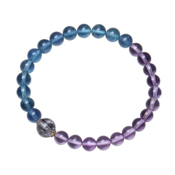 Five Elements Water-Fire Bracelet - Amethyst & Aquamarine Couple's Energy Jewelry Set