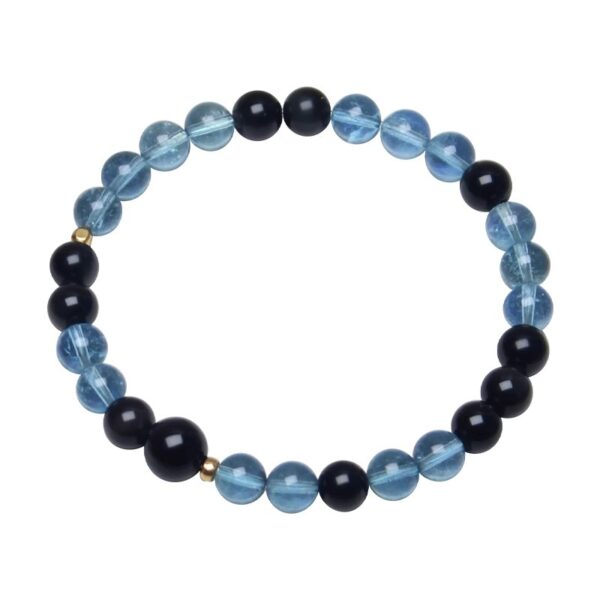 Natural Aquamarine Stone Bracelet with Black Obsidian - Spiritual Healing Jewelry for Men & Women