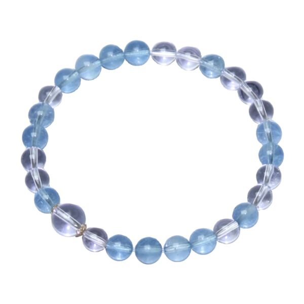 18K Gold Aquamarine & Clear Quartz Bracelet - Minimalist Women's Jewelry Gift