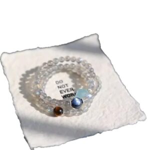 Tiger Eye & Aquamarine Bracelet Set - Boho Chic Gemstone Jewelry for Women