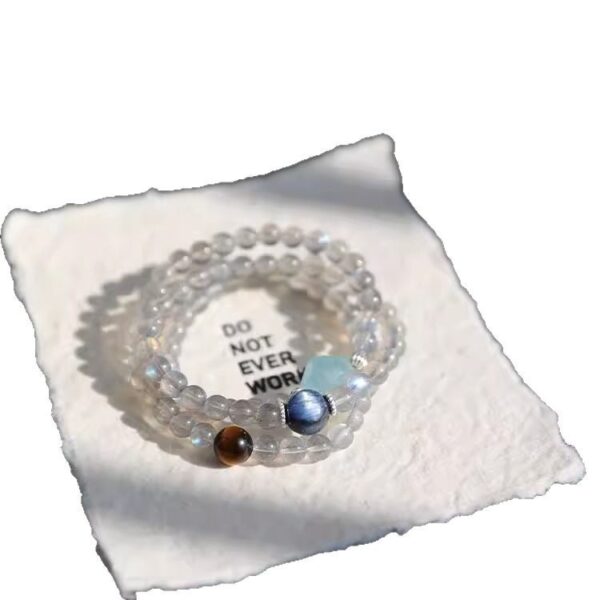 Tiger Eye & Aquamarine Bracelet Set - Boho Chic Gemstone Jewelry for Women
