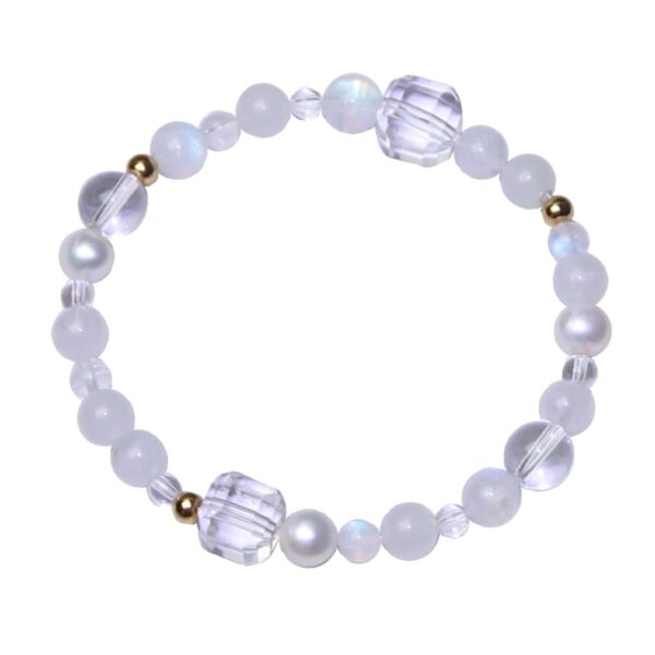 Five Elements Harmony Bracelet - Natural White Jade & Phantom Quartz Couple's Gift Se