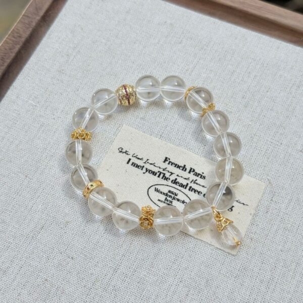 Lab-Grown White Crystal Bracelet - Dainty Pendant Minimalist Jewelry - Image 2