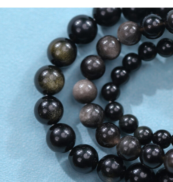Five Elements Water Bracelet - Green Phantom Quartz & Black Obsidian Energy Jewelry for Wealth & Protection - Image 5