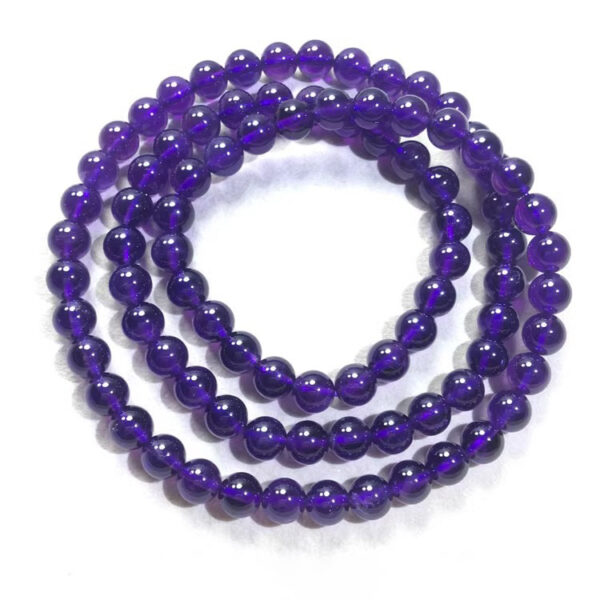 Natural Amethyst Bead Bracelet - Triple Strand Healing Crystal Jewelry - Image 2