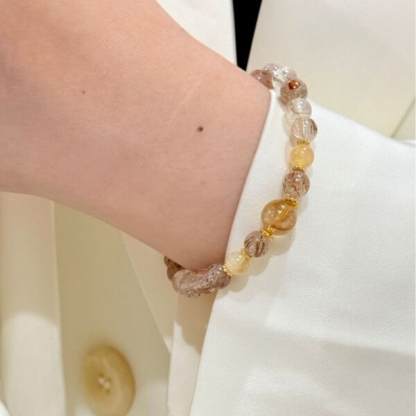925 Silver Citrine & Super Seven Bracelet - Wealth & Energy Jewelry for Women - Image 2