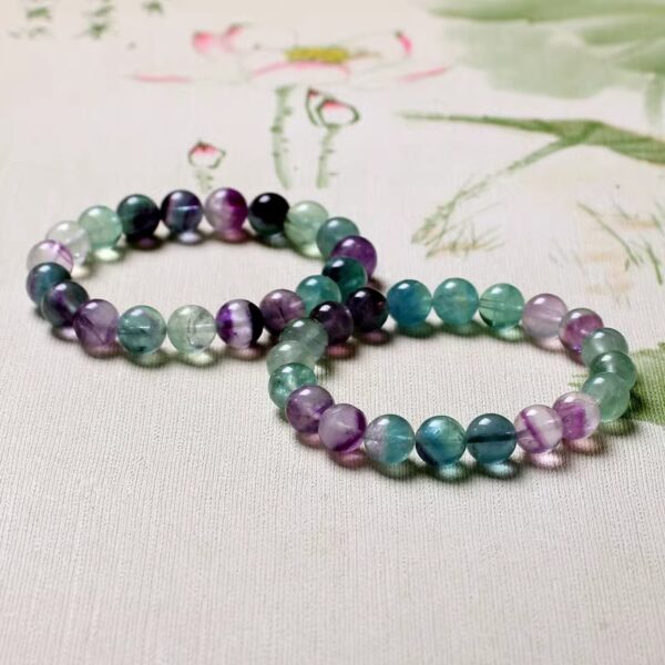 Rainbow Fluorite Crystal Bracelet – Multicolor Unisex Gemstone Jewelry - Image 2