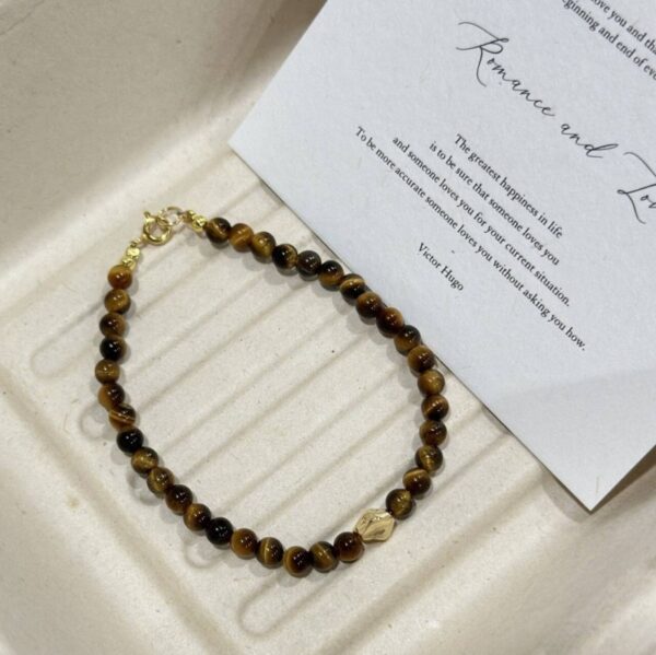 925 Silver & Tiger Eye Saturn Bracelet - Stackable Boho Chic Jewelry - Image 2