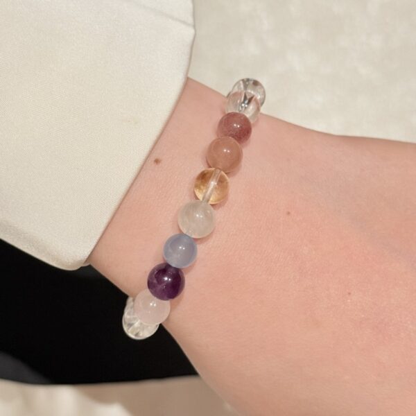 7-Chakra Crystal Bracelet - Natural White Quartz Energy Jewelry - Image 3