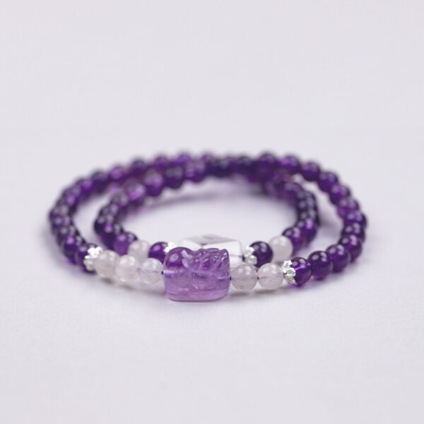 Pi Xiu Wealth Bracelet - Natural Amethyst Double Strand Crystal Jewelry for Love & Abundance - Image 2